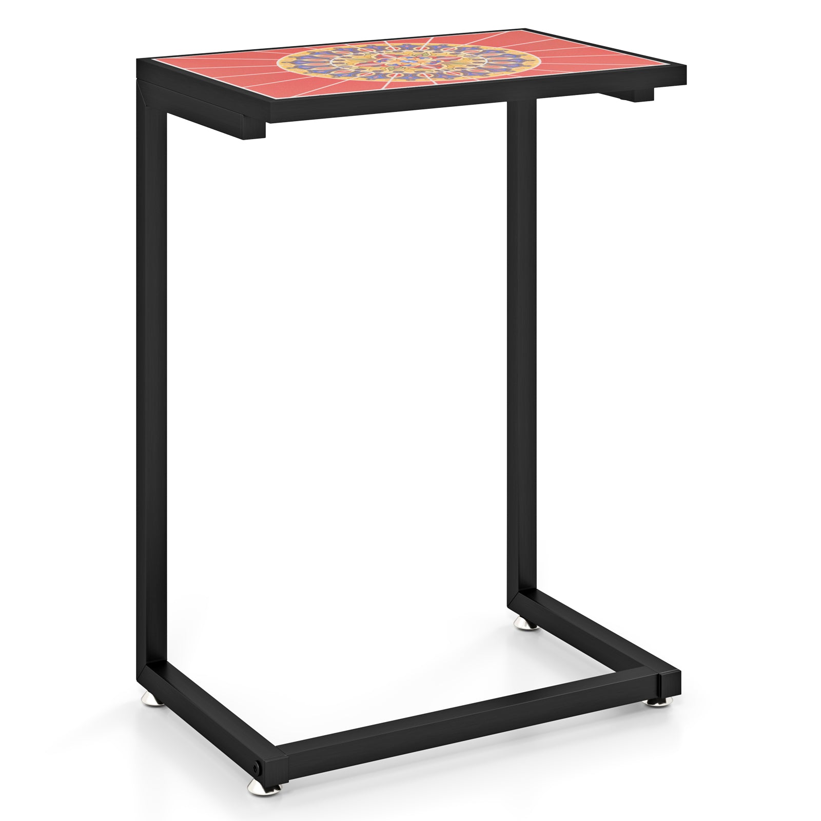 C-Shaped Waterproof Outdoor Side Table, Ceramic Top, Red Patio Coffee Tables at Gallery Canada