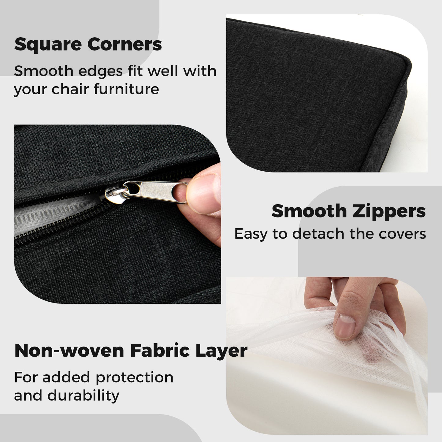 2-Pack Outdoor Patio Cushion Set with Removable Covers, Black Outdoor Furniture Accessories at Gallery Canada