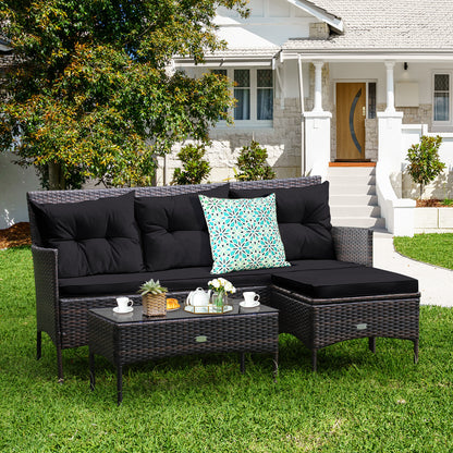 3 Pieces Patio Furniture Sectional Set with 5 Cozy Cushions, Black Patio Conversation Sets at Gallery Canada