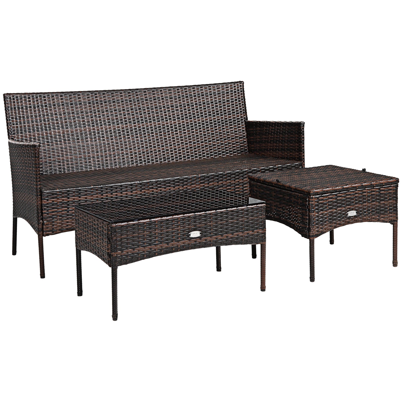 3 Pieces Patio Furniture Sectional Set with 5 Cozy Cushions, Black Patio Conversation Sets at Gallery Canada