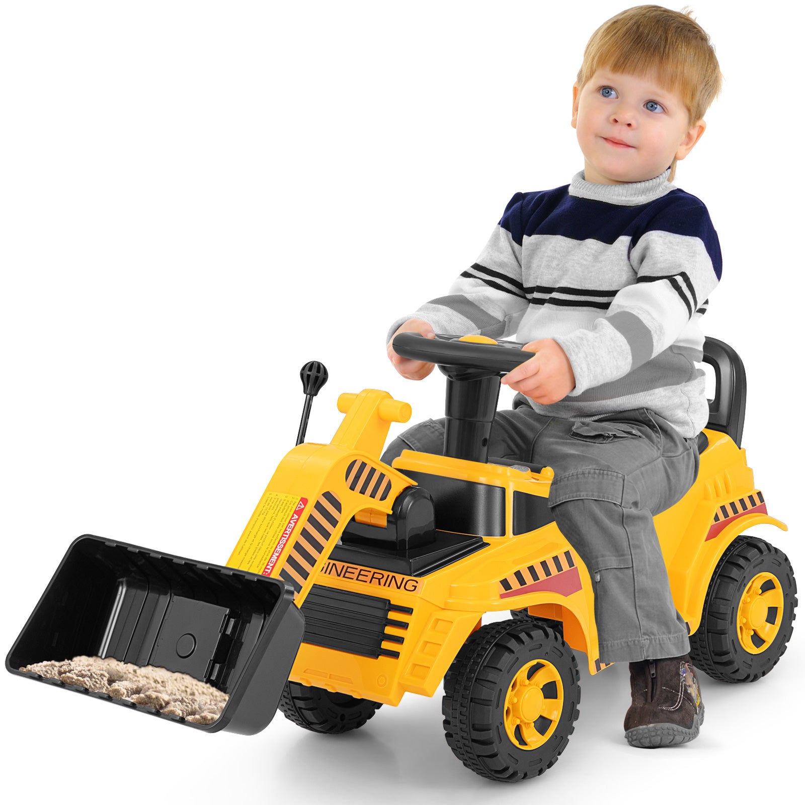 Excavator Digger Toy with Adjustable Bucket, Yellow Push & Pedal Ride On Toys at Gallery Canada