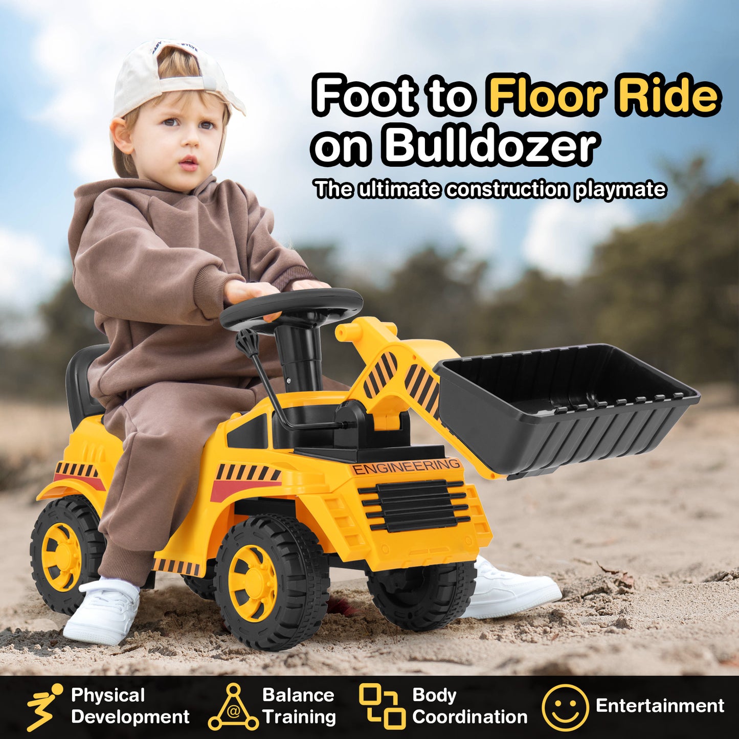 Excavator Digger Toy with Adjustable Bucket, Yellow Push & Pedal Ride On Toys at Gallery Canada