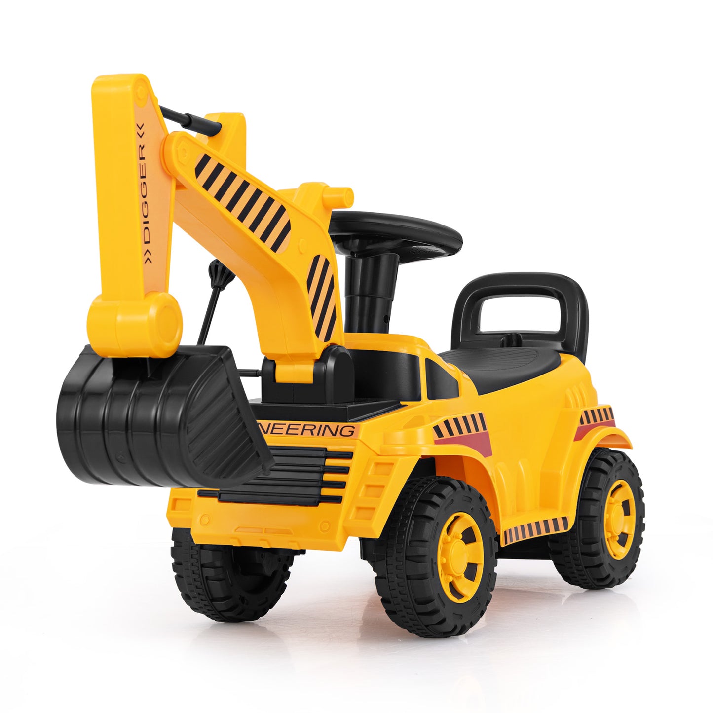 Kids Ride on Excavator with Adjustable Shovel, Yellow Push & Pedal Ride On Toys at Gallery Canada