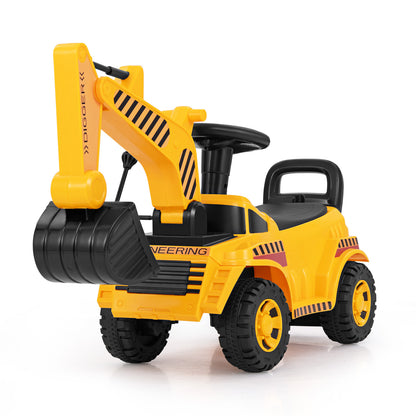 Kids Ride on Excavator with Adjustable Shovel, Yellow Push & Pedal Ride On Toys at Gallery Canada