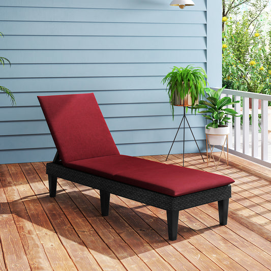 Patio Lounge Chair 3-Position Adjustable Backrest and Cushion, Red Outdoor Chaise Lounges Red at Gallery Canada