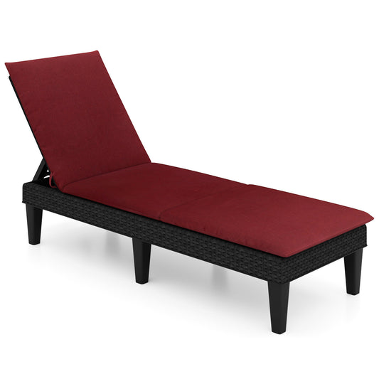 Patio Lounge Chair 3-Position Adjustable Backrest and Cushion, Red Outdoor Chaise Lounges Red at Gallery Canada
