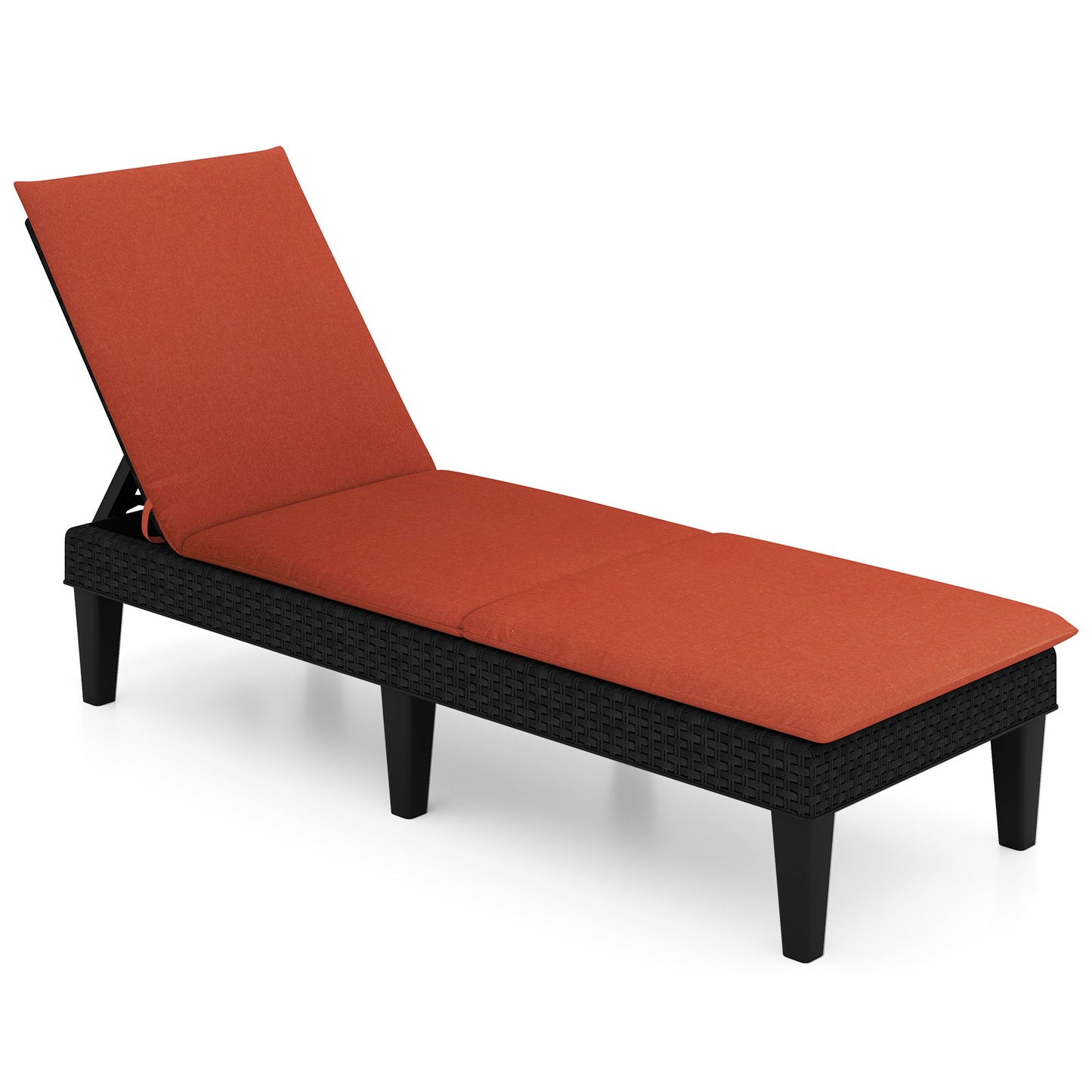 Patio Lounge Chair, Adjustable Backrest, Cushion, Orange Outdoor Chaise Lounges Orange at Gallery Canada