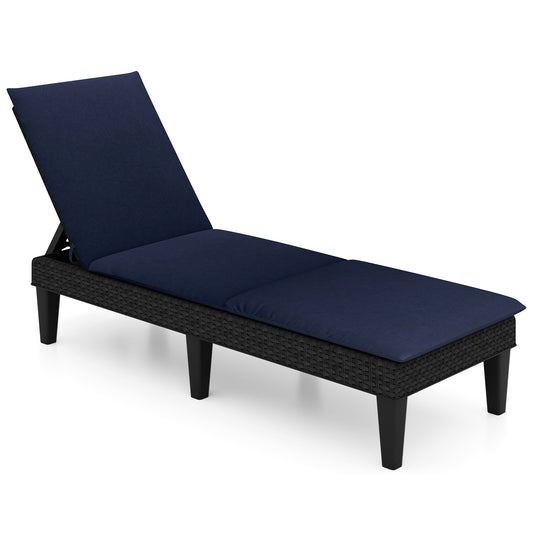 Patio Lounge Chair 3-Position Adjustable Backrest and Cushion, Blue Outdoor Chaise Lounges Blue at Gallery Canada