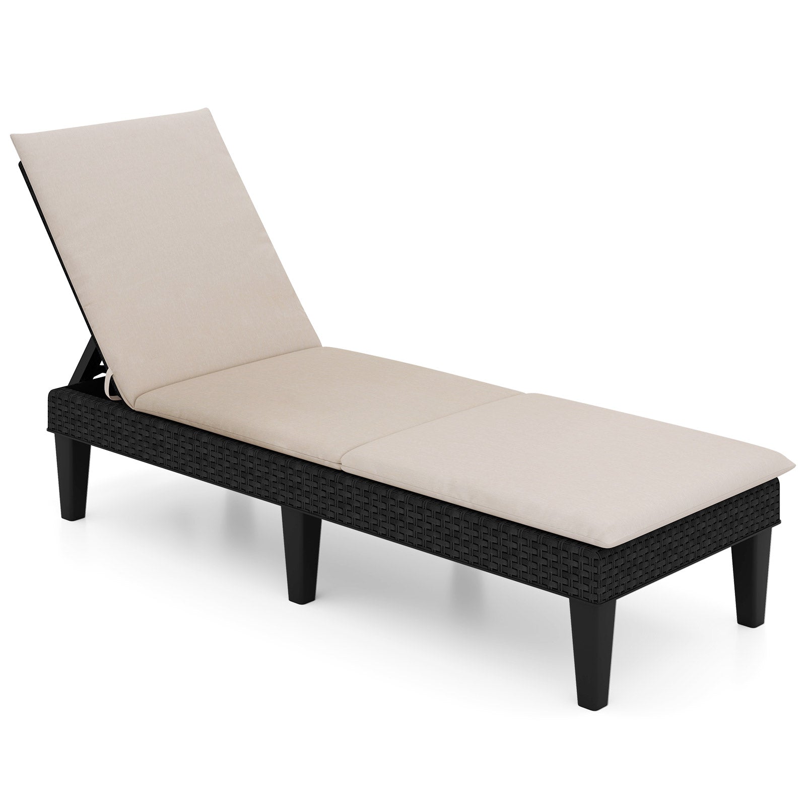 Patio Lounge Chair 3-Position Adjustable Backrest and Cushion, White Outdoor Chaise Lounges at Gallery Canada
