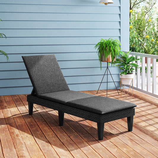 Patio Lounge Chair 3-Position Adjustable Backrest and Cushion, Gray Outdoor Chaise Lounges Gray at Gallery Canada