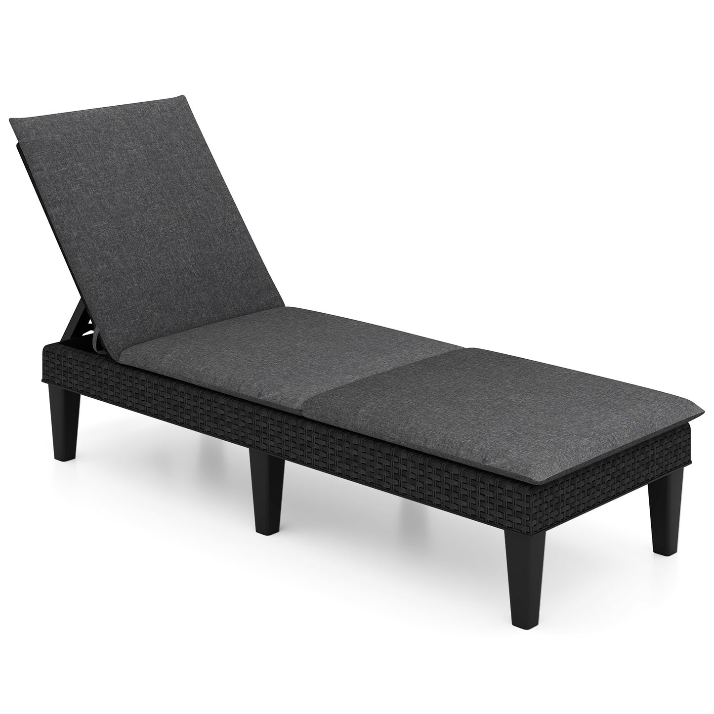 Patio Lounge Chair 3-Position Adjustable Backrest and Cushion, Gray Outdoor Chaise Lounges at Gallery Canada