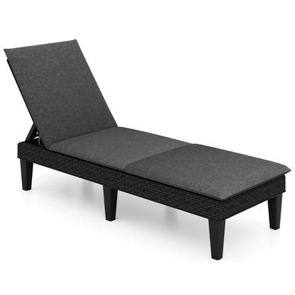 Patio Lounge Chair 3-Position Adjustable Backrest and Cushion, Gray Outdoor Chaise Lounges Gray at Gallery Canada