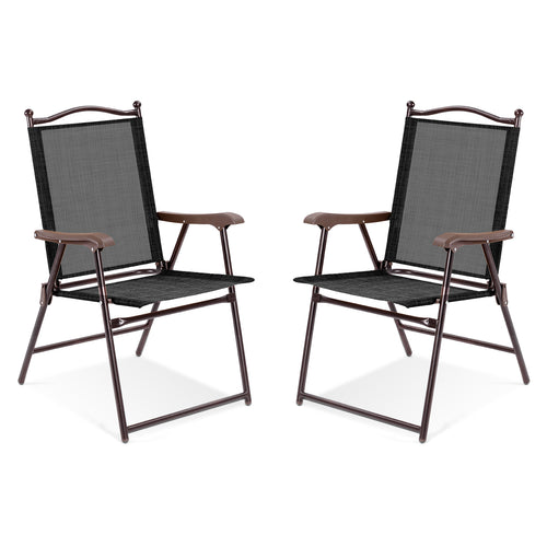 2 Folding Sling Camping Chairs, Brown