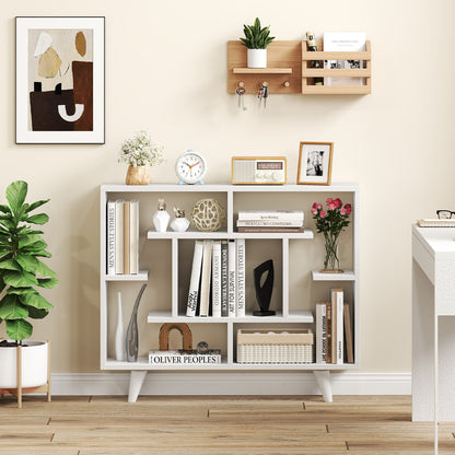Geometric Bookcase with Anti-Tipping Kit and Storage Shelving Unit, White Bookcases at Gallery Canada