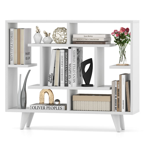 Geometric Bookcase with Anti-Tipping Kit and Storage Shelving Unit, White
