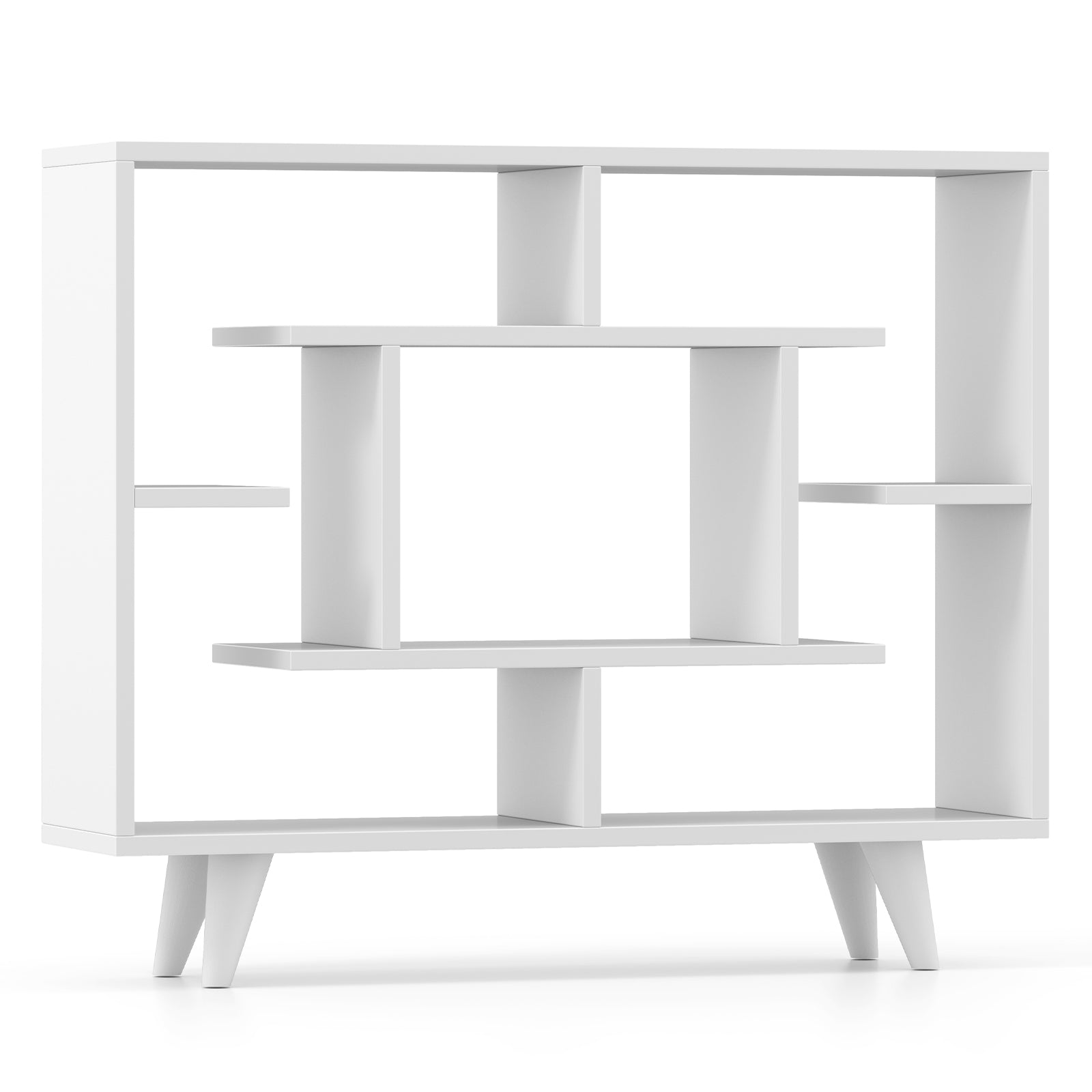 Geometric Bookcase with Anti-Tipping Kit and Storage Shelving Unit, White Bookcases at Gallery Canada