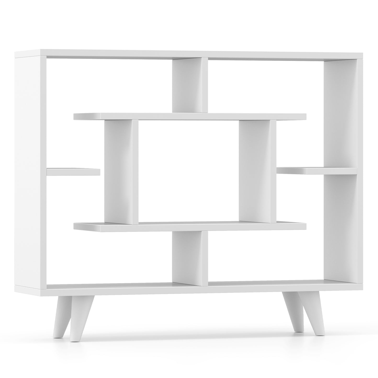 Geometric Bookcase with Anti-Tipping Kit and Storage Shelving Unit, White Bookcases at Gallery Canada
