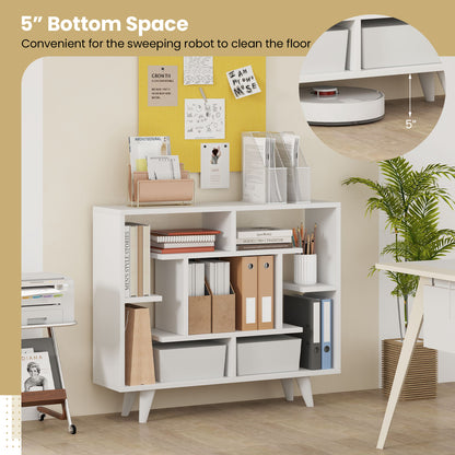 Geometric Bookcase with Anti-Tipping Kit and Storage Shelving Unit, White Bookcases at Gallery Canada