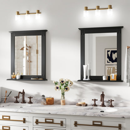 Wall-Mounted Multipurpose Vanity Mirror with Shelf, Black Wall Mirrors at Gallery Canada