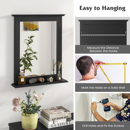 Wall-Mounted Multipurpose Vanity Mirror with Shelf, Black Wall Mirrors at Gallery Canada