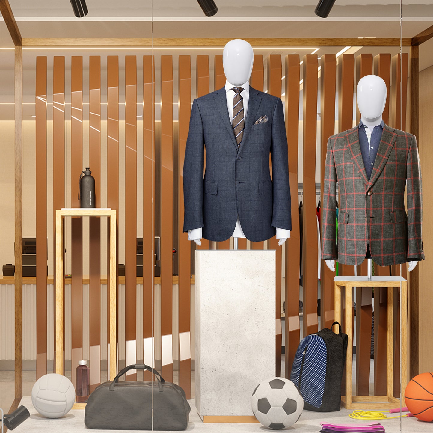 Plastic Half Body Head Turn Male Mannequin with Base, White Display Mannequins at Gallery Canada