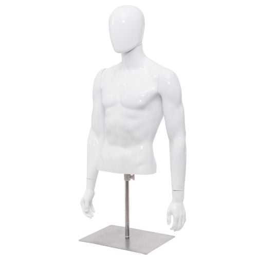 Plastic Half Body Mannequin With Base, White
