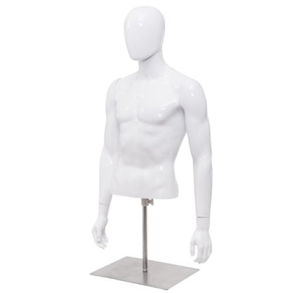 Plastic Half Body Mannequin With Base, White