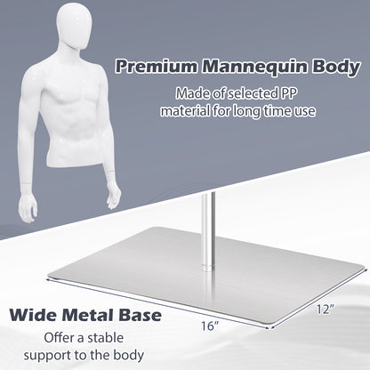 Plastic Half Body Mannequin With Base, White Display Mannequins at Gallery Canada