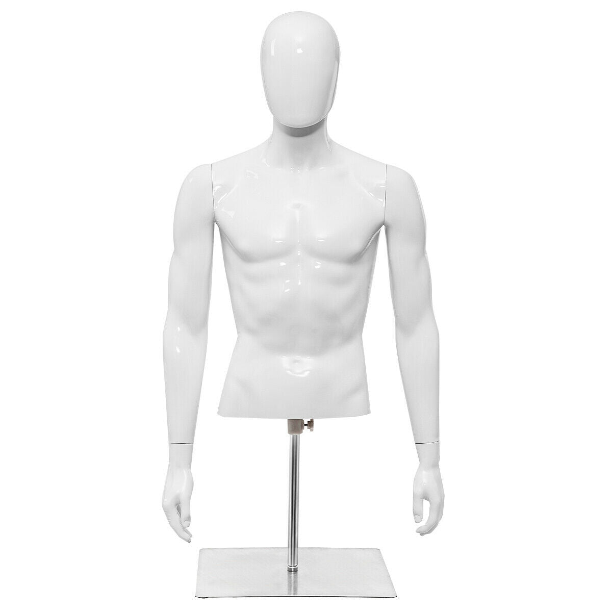 Plastic Half Body Head Turn Male Mannequin with Base, White Display Mannequins at Gallery Canada