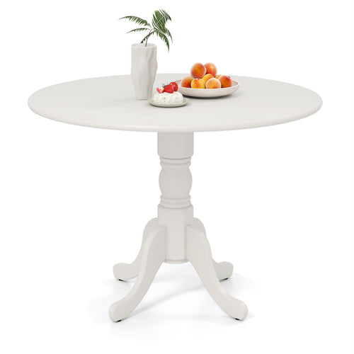 Wooden Dining Table, Round Tabletop, Curved Trestle Legs, White