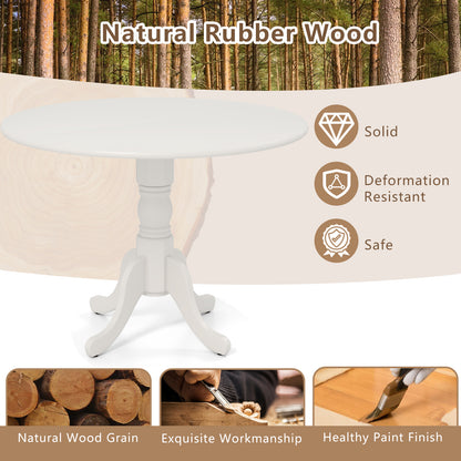 Wooden Dining Table with Round Tabletop and Curved Trestle Legs, White