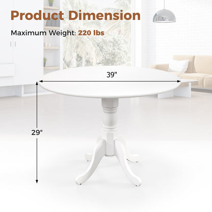 Wooden Dining Table with Round Tabletop and Curved Trestle Legs, White