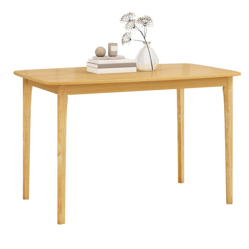 48 Inch Solid Wood Dining Table, Natural, Rubber Wood Legs