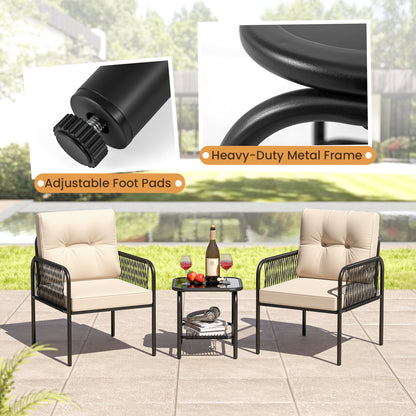 3 Pieces Patio Bistro PE Outdoor Wicker Rattan Furniture Conversation Set, Beige Patio Conversation Sets at Gallery Canada