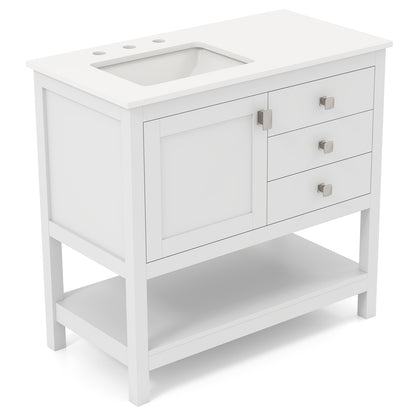 Freestanding Bathroom Vanity Unit with Basin Floor Storage Cabinet, White Floor Cabinets at Gallery Canada