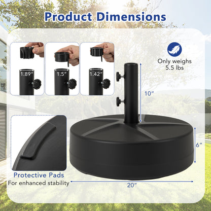 Patio Umbrella Base, 88LBS Capacity, Water And Sand Fillable, Black Outdoor Umbrella Bases at Gallery Canada