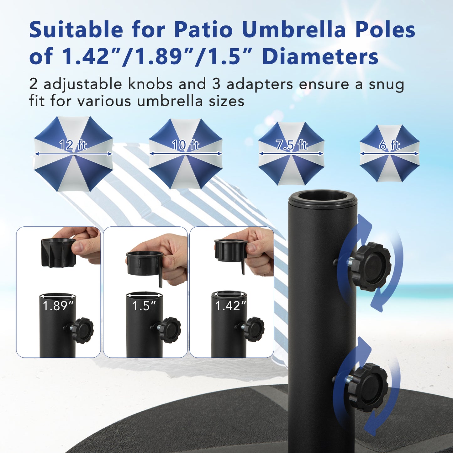 Patio Umbrella Base, 88LBS Capacity, Water And Sand Fillable, Black Outdoor Umbrella Bases at Gallery Canada