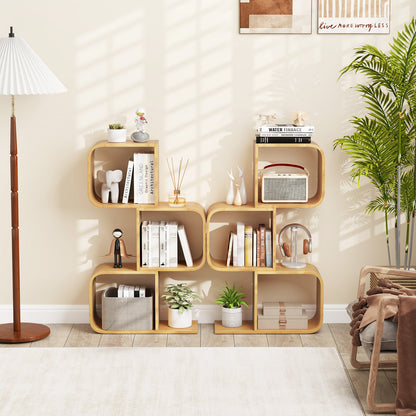 3-Tier S-Shaped Bookcase with 3 Open Cubes for Living Room, Natural Bookcases at Gallery Canada
