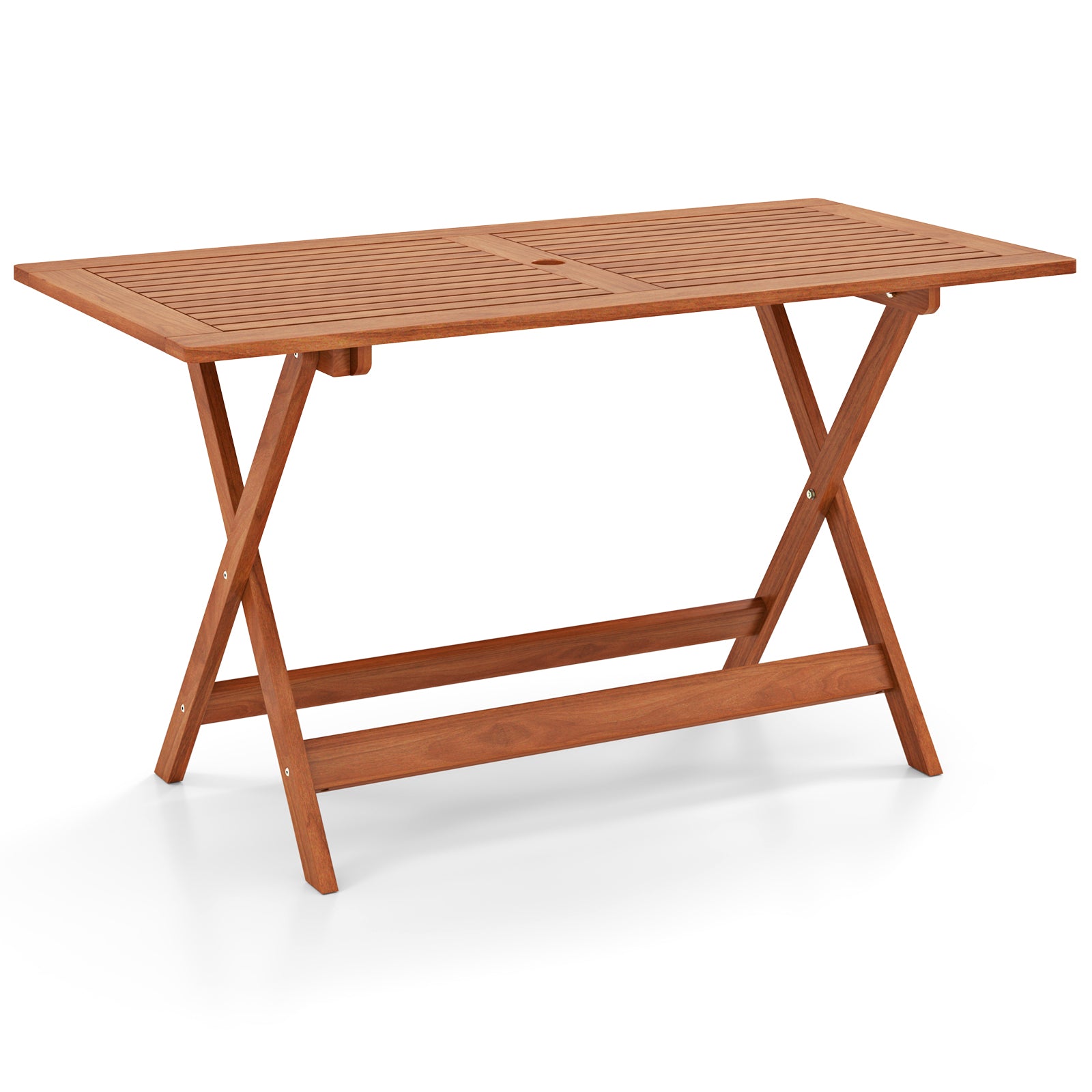 54.5 Inch x 27.5 Inch Patio Dining Table, Umbrella Hole, Teak Patio Dining Tables Teak at Gallery Canada