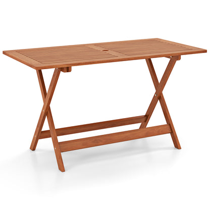 54.5 Inch x 27.5 Inch Patio Dining Table, Umbrella Hole, Teak Patio Dining Tables Teak at Gallery Canada