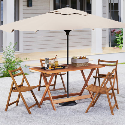 54.5 Inch x 27.5 Inch Patio Dining Table with Teak Painting and Umbrella Hole, Teak Patio Dining Tables at Gallery Canada