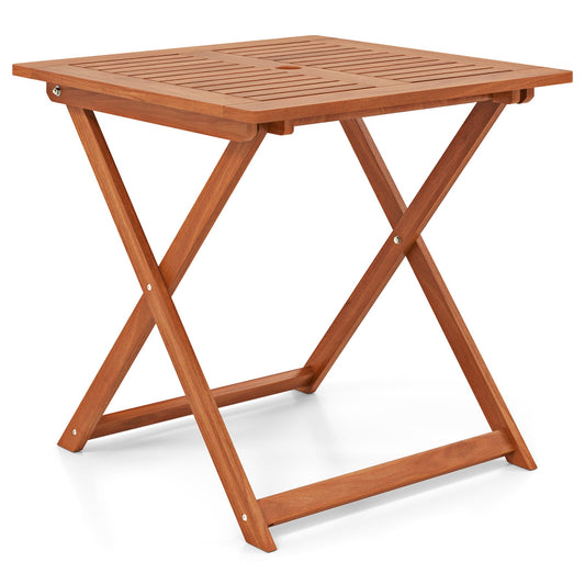 29.5 Inch x 29.5 Inch Patio Dining Table with Teak Painting and Umbrella Hole, Teak Patio Dining Tables Teak at Gallery Canada