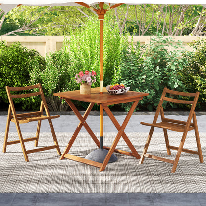 29.5 Inch x 29.5 Inch Patio Dining Table with Teak Painting and Umbrella Hole, Teak Patio Dining Tables at Gallery Canada