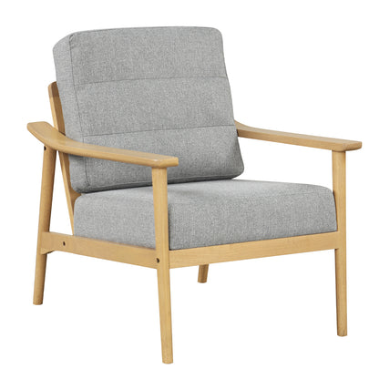 Modern Accent Chair, Rubber Wood Armrests, Living Room, Natural Accent Chairs at Gallery Canada