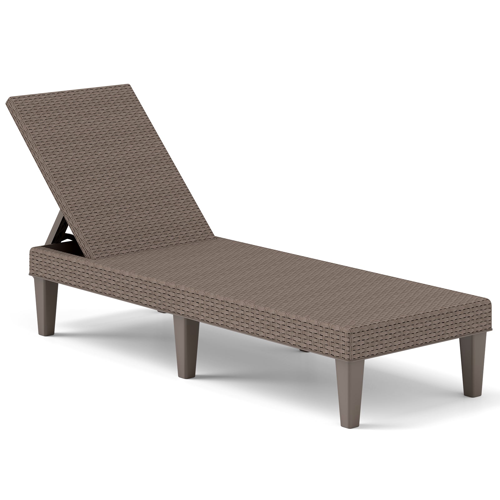 Outdoor Chaise Lounger Chair with Waterproof Rattan Textured PP Surface and 330 lbs Capacity, Brown Outdoor Chaise Lounges Brown at Gallery Canada