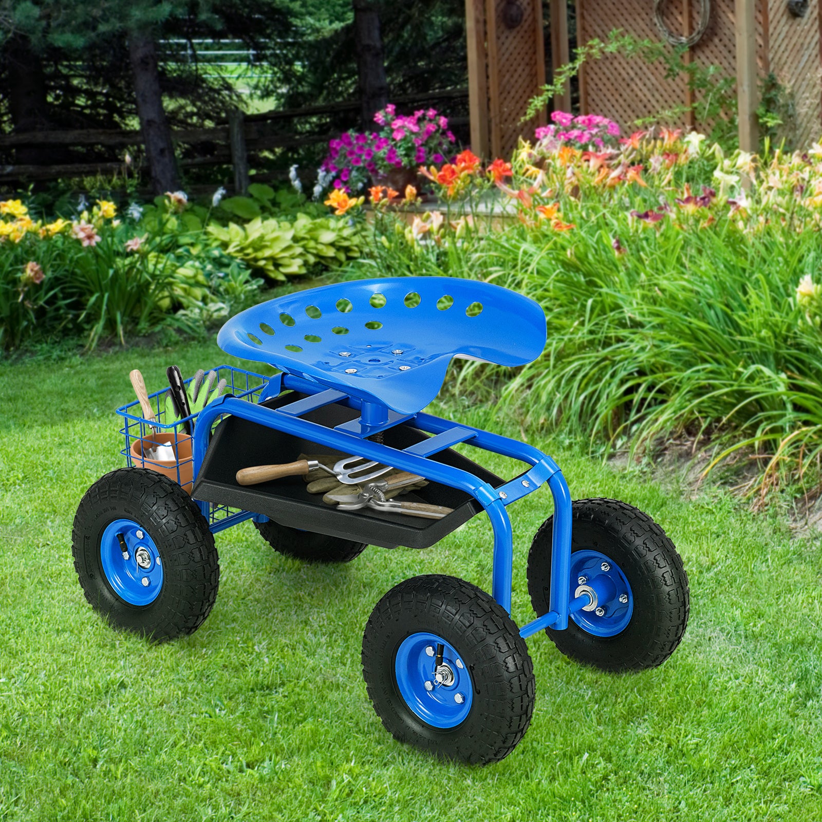 Garden Cart with Heavy Duty Tool Tray, Blue Garden Carts at Gallery Canada