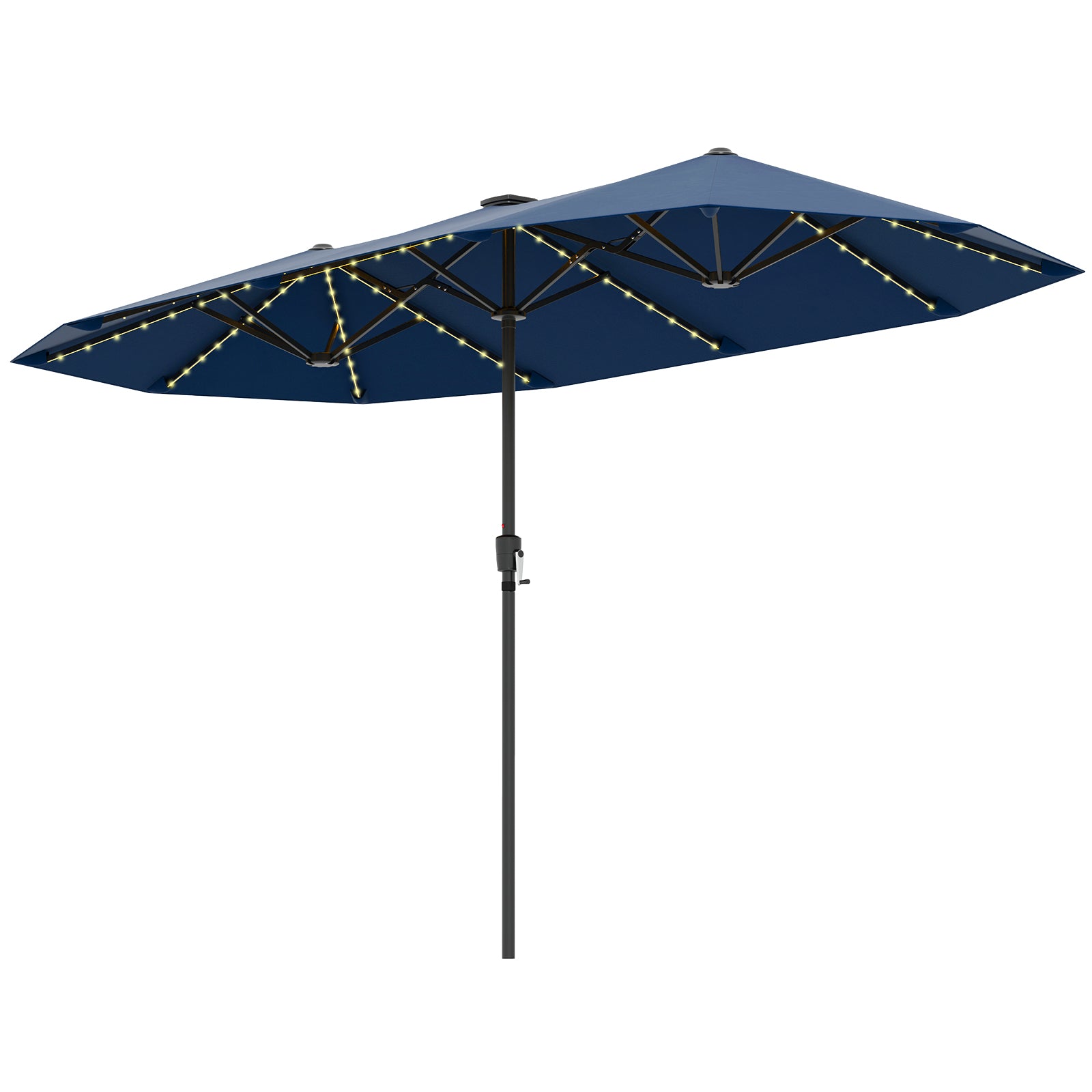 13 FT Patio Umbrella, LED Solar Lights, Crank Handle, Navy Outdoor Umbrellas at Gallery Canada