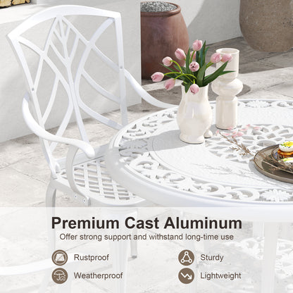 5 Piece Patio Cast Aluminum Dining Table Chair Set Bistro Set with Umbrella Hole, White Patio Dining Sets at Gallery Canada