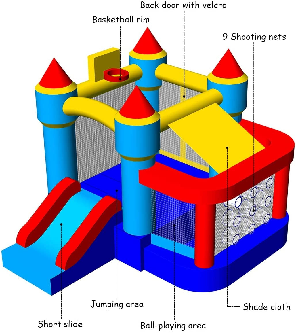 Castle Slide Inflatable Bounce House with Ball Pit and Basketball Hoop, Multicolor Bounce House at Gallery Canada