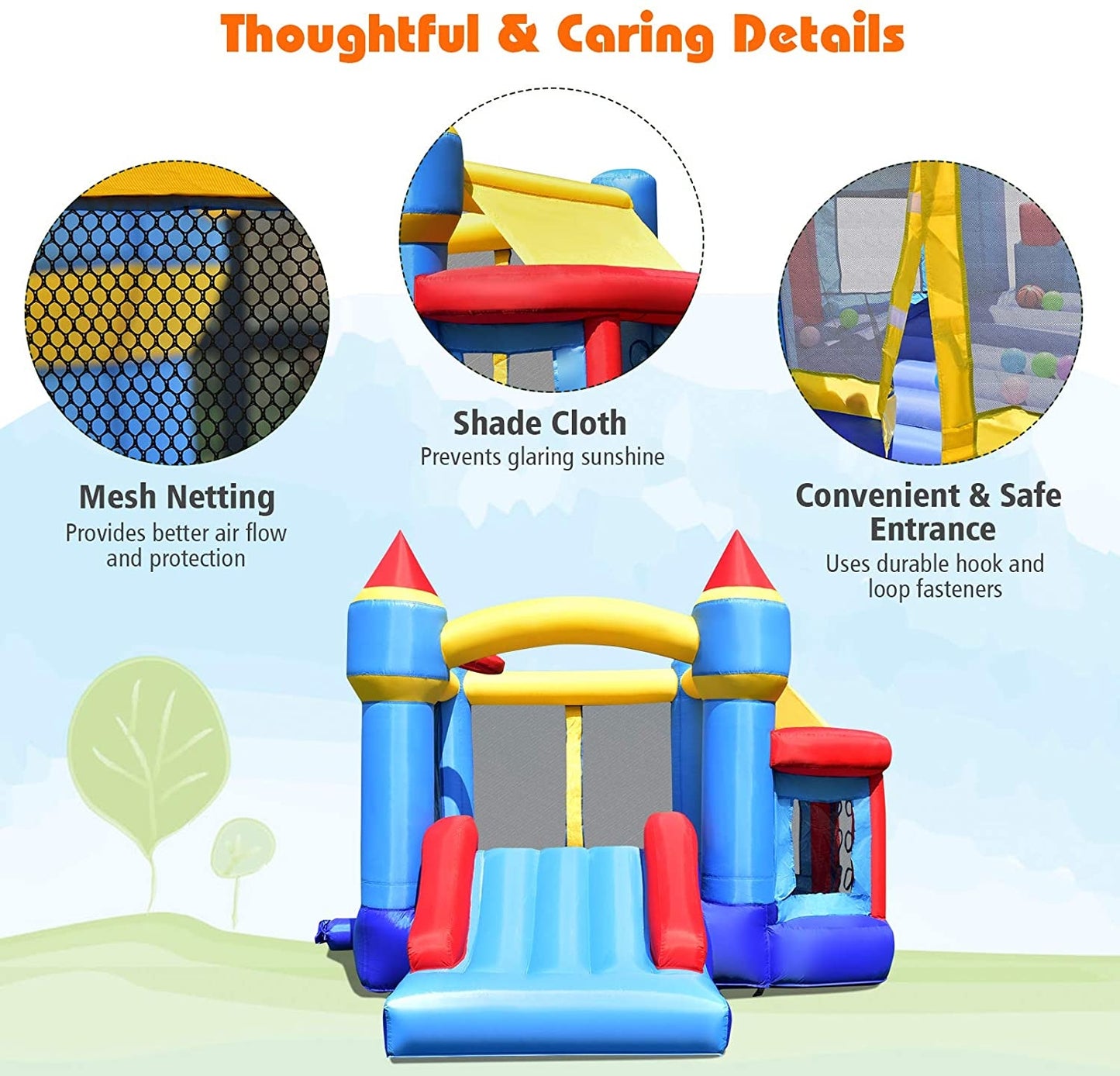 Castle Slide Inflatable Bounce House with Ball Pit and Basketball Hoop, Multicolor Bounce House at Gallery Canada